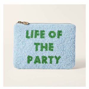 Kate Spade Light Blue Life of the Party Beaded Clutch